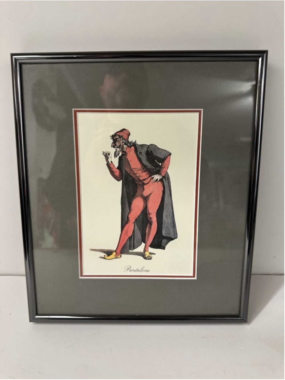 Vintage Framed Commedia dell Arte Color Print Pantalone Italian Character 10x12